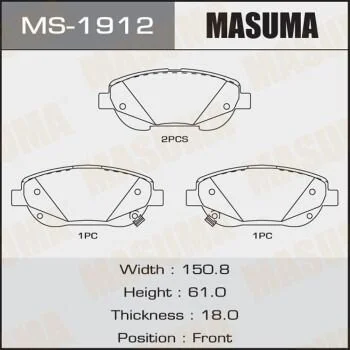 <strong>Колодки тормозные передн AN-8196WK, NP1158, P83148 MASUMA MS1912 (фото 1)</strong>