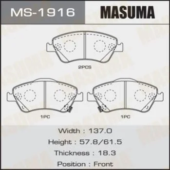 <strong>Гальмівні колодки передня AN-8147WK, NP1115, P83079 MASUMA MS1916 (фото 1)</strong>