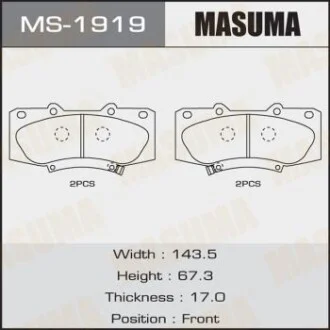 Колодка тормозная передняя Toyota Hilux (08-15) для MASUMA MS1919 фото товара