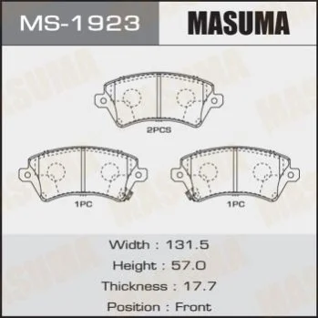<strong>Колодки тормозные передн TOYOTA YARIS, TOYOTA COROLLA (06-14) MASUMA MS1923 (фото 1)</strong>