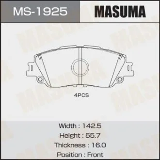 Колодка гальмівна передня Toyota CH-R (19-), Camry (17-), RAV 4 (19-) для MASUMA MS1925 фото товару