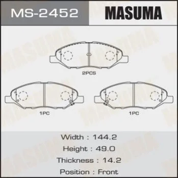 <strong>Колодка гальмівна передня Nissan Note (05-12), Tida (04-12) MASUMA MS2452 (фото 1)</strong>