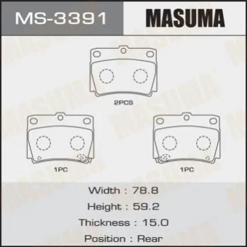 <strong>Колодка гальмівна задня Mitsubishi Pajero Sport (09-) MASUMA MS3391 (фото 1)</strong>