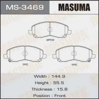<strong>Колодка гальмівна передня Mitsubishi ASX (10-), Grandis (03-09), Lancer (07-15), Outlander (08-) MASUMA MS3469 (фото 1)</strong>