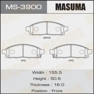 Колодка гальмівна передня Mitsubishi L200 (07-), Pajero Sport (09-15) для MASUMA MS3900 фото товару