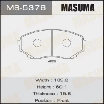 <strong>Колодка гальмівна передня Mazda CX-7 (06-11), CX-9 (09-12) MASUMA MS5376 (фото 1)</strong>