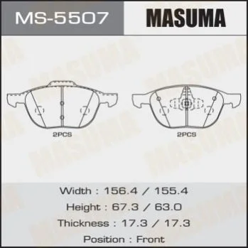 <strong>Колодка гальмівна передня Ford Focus (04-)/ Mazda 3 (03-), 5 (05-15) MASUMA MS5507 (фото 1)</strong>
