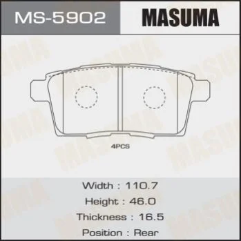 <strong>Колодка гальмівна задня Mazda CX-7 (06-11), CX-9 (08-12) MASUMA MS5902 (фото 1)</strong>