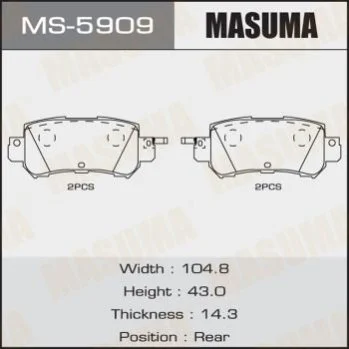 <strong>Колодка тормозная задняя Mazda CX-5 (11-) MASUMA MS5909 (фото 1)</strong>