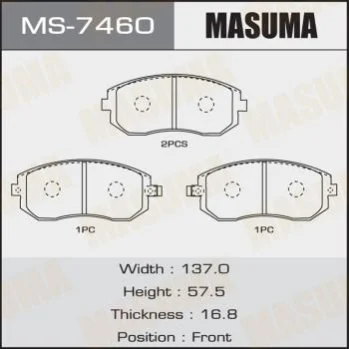 <strong>Колодка гальмівна передня Subaru Forester (01-14), Impreza (00-14), Legacy (02-14), XV (12-17) MASUMA MS7460 (фото 1)</strong>