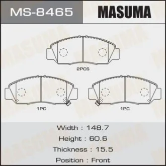 Колодка гальмівна передня Honda Accord (02-05), Civic (06-11), FR-V (05-09) для MASUMA MS8465 фото товару