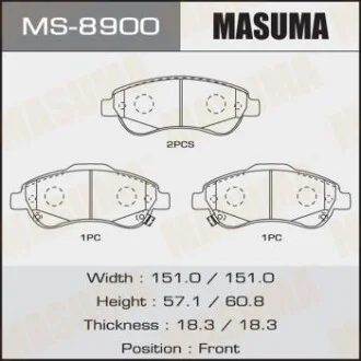 Колодка гальмівна передня Honda CR-V (07-16) для MASUMA MS8900 фото товару