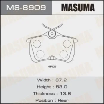 <strong>Колодки тормозные задн HONDA CIVIC IX (08-16) MASUMA MS8909 (фото 1)</strong>