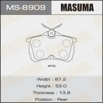 Колодки тормозные задн HONDA CIVIC IX (08-16) для MASUMA MS8909 фото товара