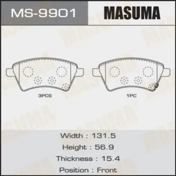 <strong>Колодки тормозные передн SUZUKI SX4 S-Cross 1.6 (13-18) MASUMA MS9901 (фото 1)</strong>