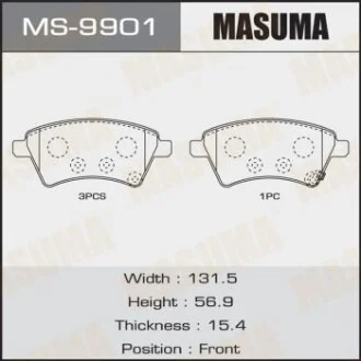 Колодки тормозные передн SUZUKI SX4 S-Cross 1.6 (13-18) для MASUMA MS9901 фото товару