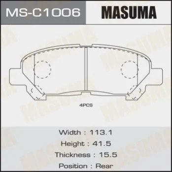 <strong>Колодка гальмівна задня Toyota Highlander (08-14) MASUMA MSC1006 (фото 1)</strong>