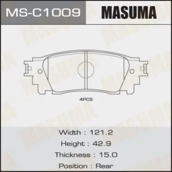 <strong>Колодка гальмівна MASUMA MSC1009 (фото 1)</strong>
