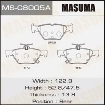 <strong>Колодка гальмівна задня Subari Impreza (16-), Legacy (14-), XV (17-) MASUMA MSC8005A (фото 1)</strong>