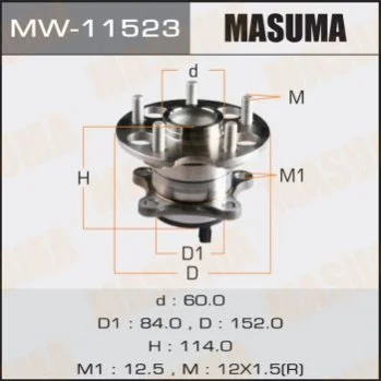 <strong>Ступиця колеса заднього в зборі з підшипником Toyota Venza (09-16) (с ABS) MASUMA MW11523 (фото 1)</strong>