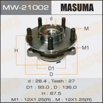 <strong>Ступиця колеса переднього у зборі з підшипником Infinity FX 35 (02-12) G 37 (08-) MASUMA MW21002 (фото 1)</strong>