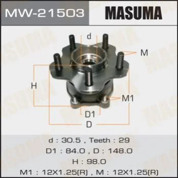 <strong>Ступиця колеса заднього у зборі з підшипником Nissan Murano (04-08), Teana (03-13 MASUMA MW21503 (фото 1)</strong>