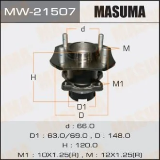 Ступиця колеса заднього в зборі з підшипником Nissan Tida (07-) (с ABS) для MASUMA MW21507 фото товару