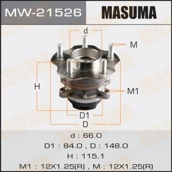 <strong>Ступица колеса задн Nissan QASHQAI, X-TRAIL/ T31 (с ABS) MASUMA MW21526 (фото 1)</strong>