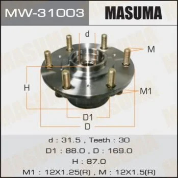 <strong>Ступиця колеса переднього у зборі з підшипником Mitsubishi L200 (07-), Pajero Sport (08-) MASUMA MW31003 (фото 1)</strong>