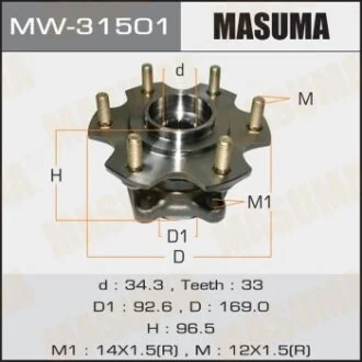 Ступиця колеса заднього у зборі з підшипником Mitsubishi Pajero (06-) для MASUMA MW31501 фото товару
