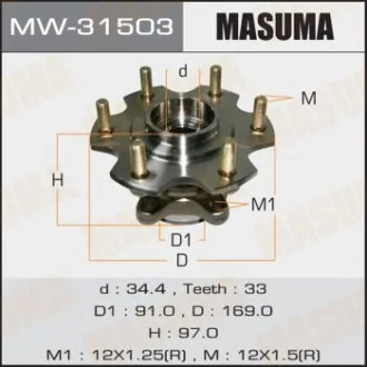 Ступиця колеса заднього у зборі з підшипником Mitsubishi Pajero (00-06) для MASUMA MW31503 фото товару