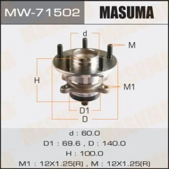 Ступиця колеса заднього у зборі з підшипником Suzuki SX 4 (06-) (с ABS) для MASUMA MW71502 фото товару