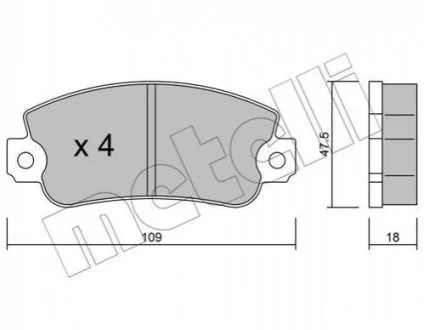 Комплект гальмівних колодок з 4 шт. дисків для Fiat, Seat METELLI 22-0033-0 фото товару