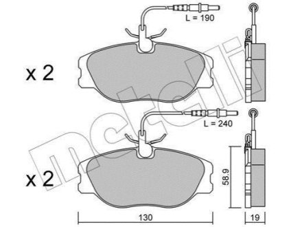 Комплект гальмівних колодок (дискових) Metelli 22-0072-3