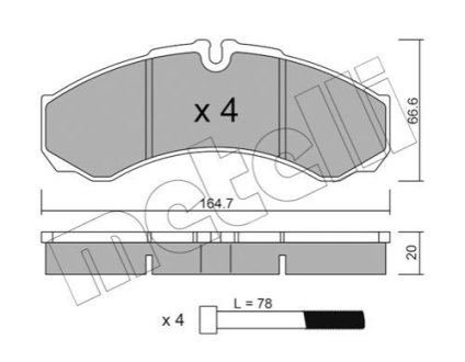 Комплект гальмівних колодок (дискових) Metelli 22-0212-1 (фото 1)