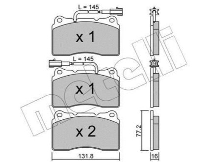 Комплект гальмівних колодок (дискових) Metelli 22-0288-0 фото товара