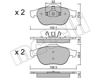 Комплект гальмівних колодок (дискових) Metelli 22-0336-0 фото товара