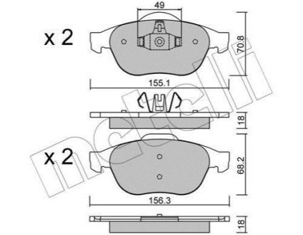 Комплект гальмівних колодок (дискових) Metelli 22-0336-2 (фото 1)