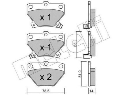 Комплект гальмівних колодок (дискових) Metelli 22-0424-0 (фото 1)
