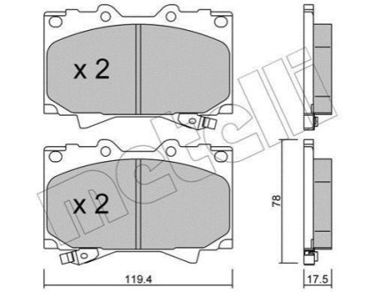 Комплект гальмівних колодок (дискових) Metelli 22-0452-0 фото товара