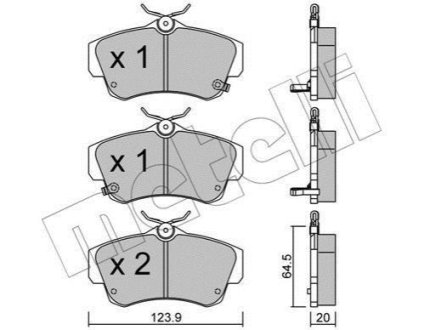 Комплект гальмівних колодок (дискових) Metelli 22-0521-0 фото товару