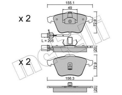 Комплект гальмівних колодок (дискових) Metelli 22-0549-0 (фото 1)
