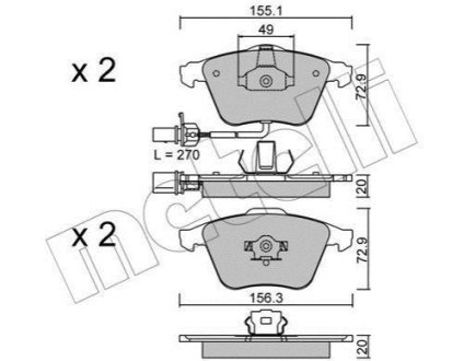 Комплект гальмівних колодок (дискових) Metelli 22-0549-1 (фото 1)