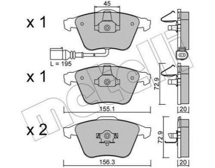 Комплект гальмівних колодок (дискових) Metelli 22-0549-2 фото товару