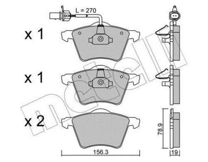 Комплект тормозных колодок, дисковый тормоз для Volkswagen, Seat, Ford METELLI 22-0550-0 фото товара