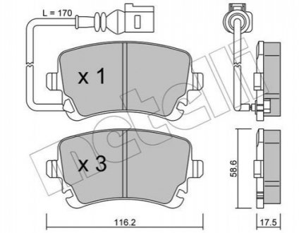 Комплект гальмівних колодок з 4 шт. дисків Metelli 22-0554-0 (фото 1)