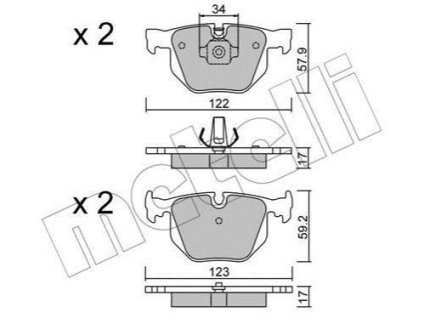 Комплект гальмівних колодок (дискових) Metelli 22-0561-0 фото товару