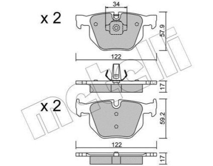 Комплект гальмівних колодок (дискових) Metelli 22-0644-4