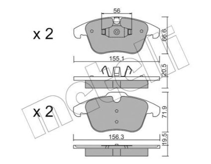 Комплект гальмівних колодок (дискових) Metelli 22-0675-6 фото товара