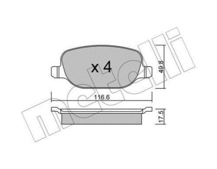 Комплект гальмівних колодок (дискових) Metelli 22-0704-0 фото товара